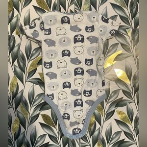 Adorable Blue and White Animal Print Baby Onesie